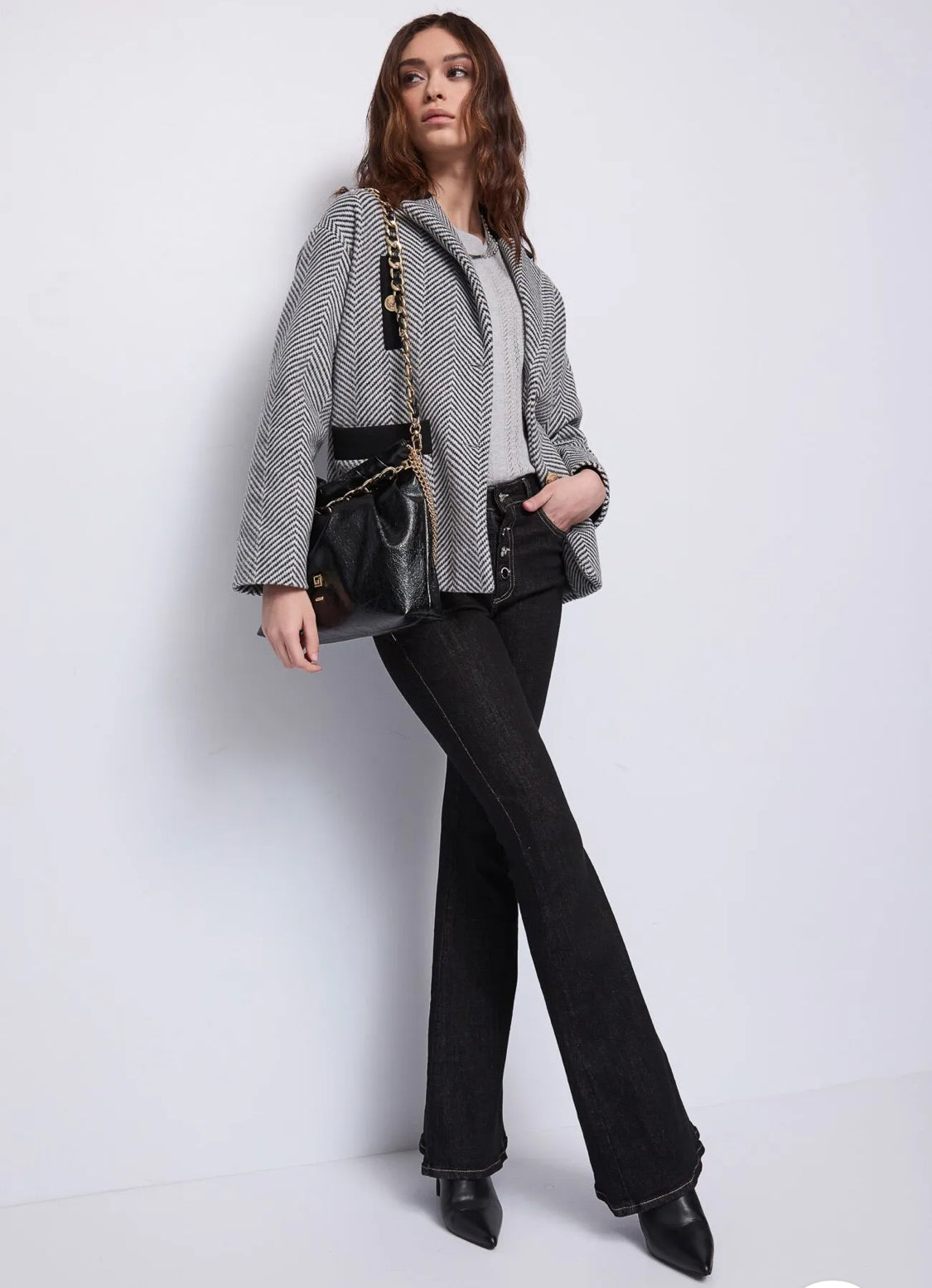 GAUDI WOMEN’S jacquard jacket with gold buttons 521BD35028