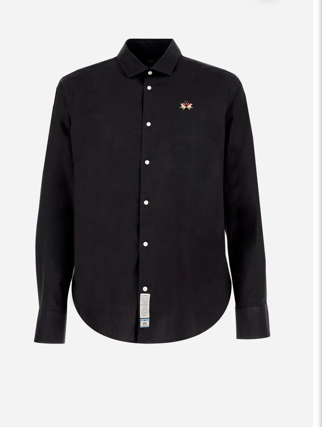 LA MARTINA BASIC Slim-fit cotton shirt with semi-cutaway collar MBC002