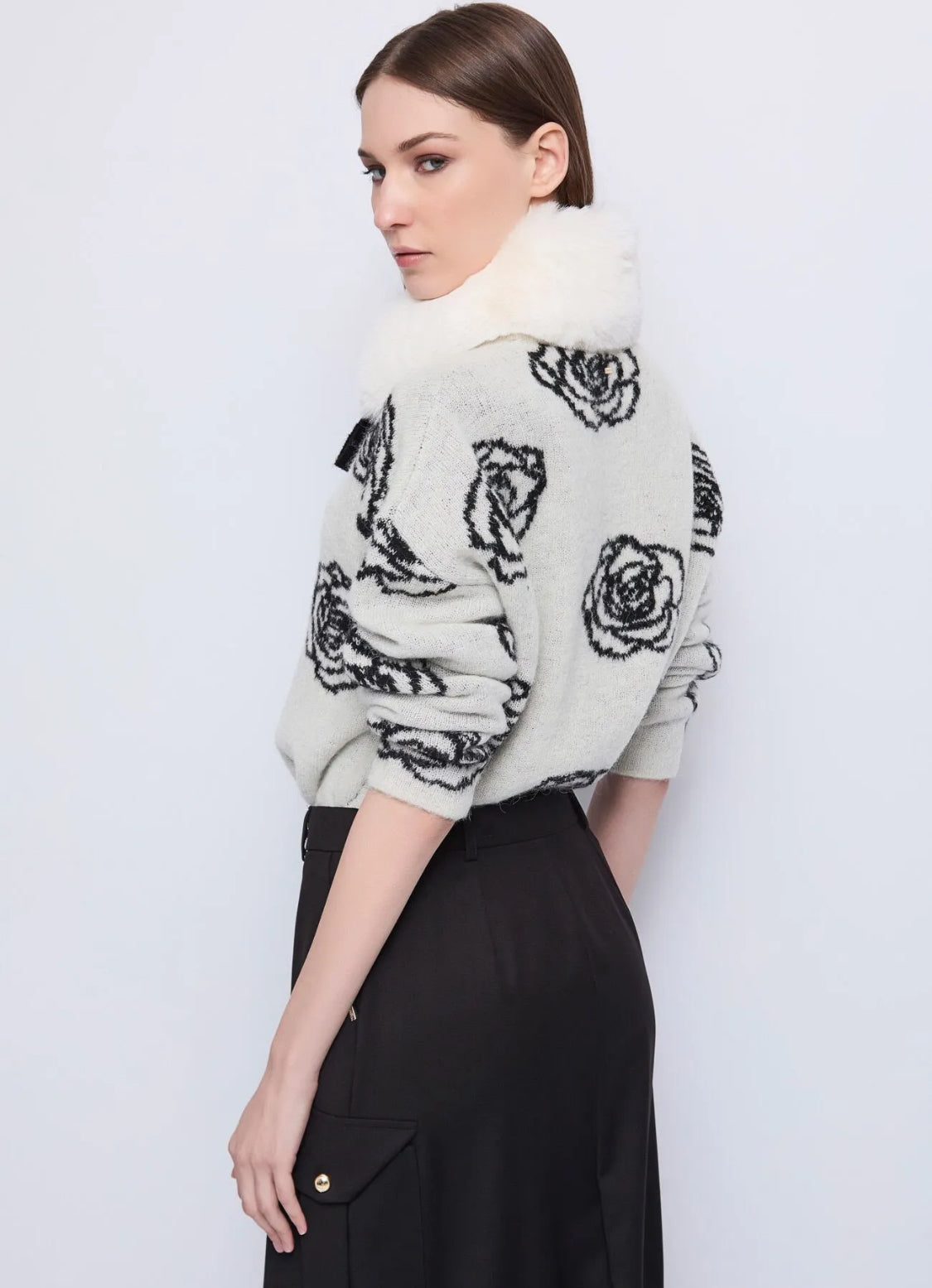 Gaudi Women's white sweater with jacquard pattern