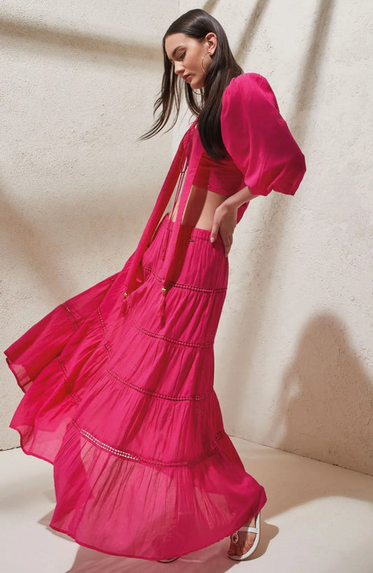 GAUDI LONG FUCHSIA COTTON-BLEND SKIRT 511FD75005