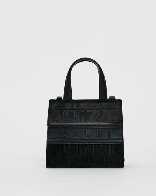 Gaudi Black velvet top handle bag