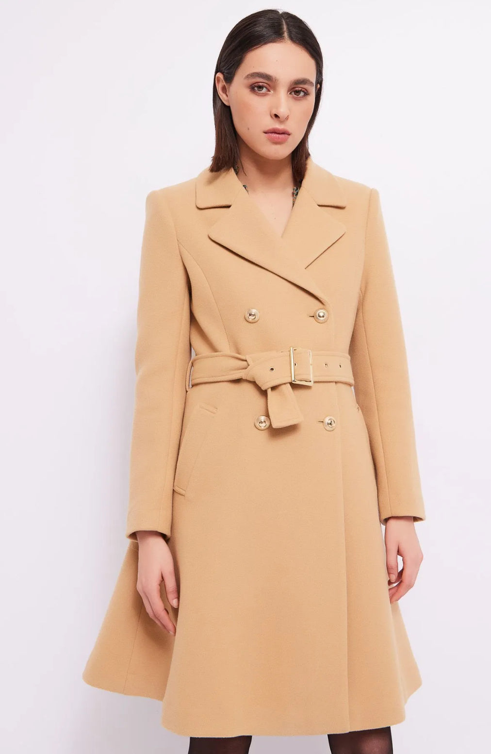 GAUDI DOUBLE - BREASTED COAT WITH BELT 321FD35010 53%