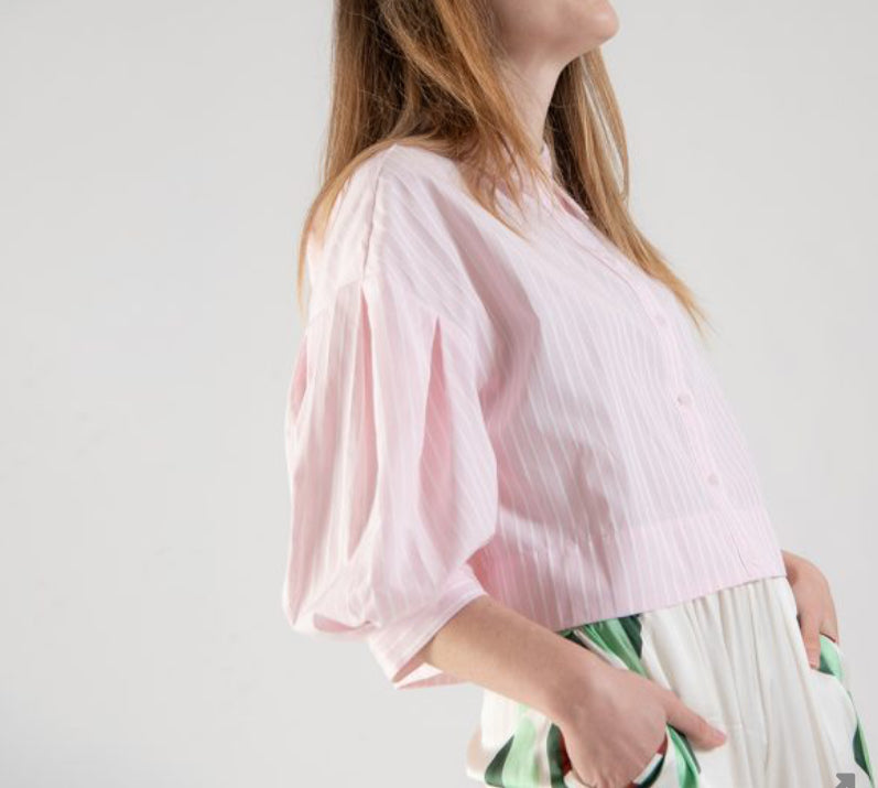 ANONYME  SOLID STRIPES SHIRT PINK P46SB243