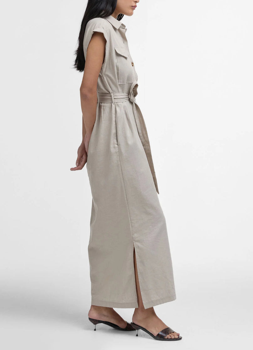 BARBOUR BIRDIE MAXI DRESS LIGHT SAND
