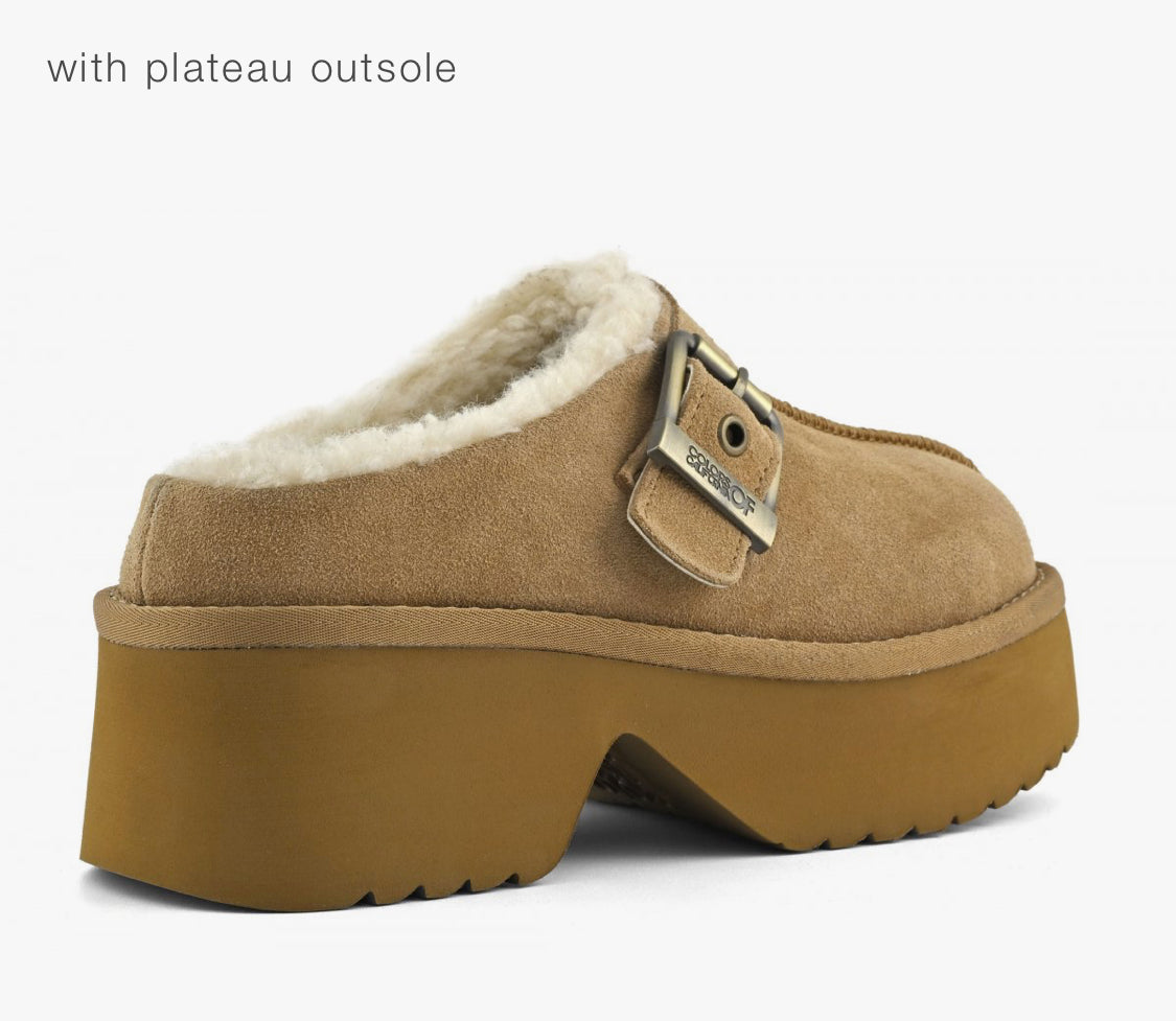 Colors of California Cow suede sabot with plateau outsole HC.HELEN03