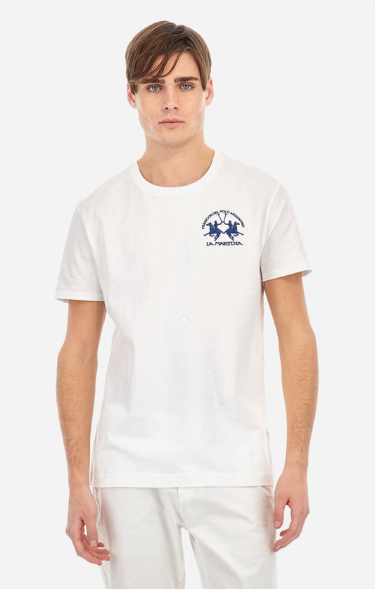 La Martina  man T-Shirt logo on the side WHITE MAR009