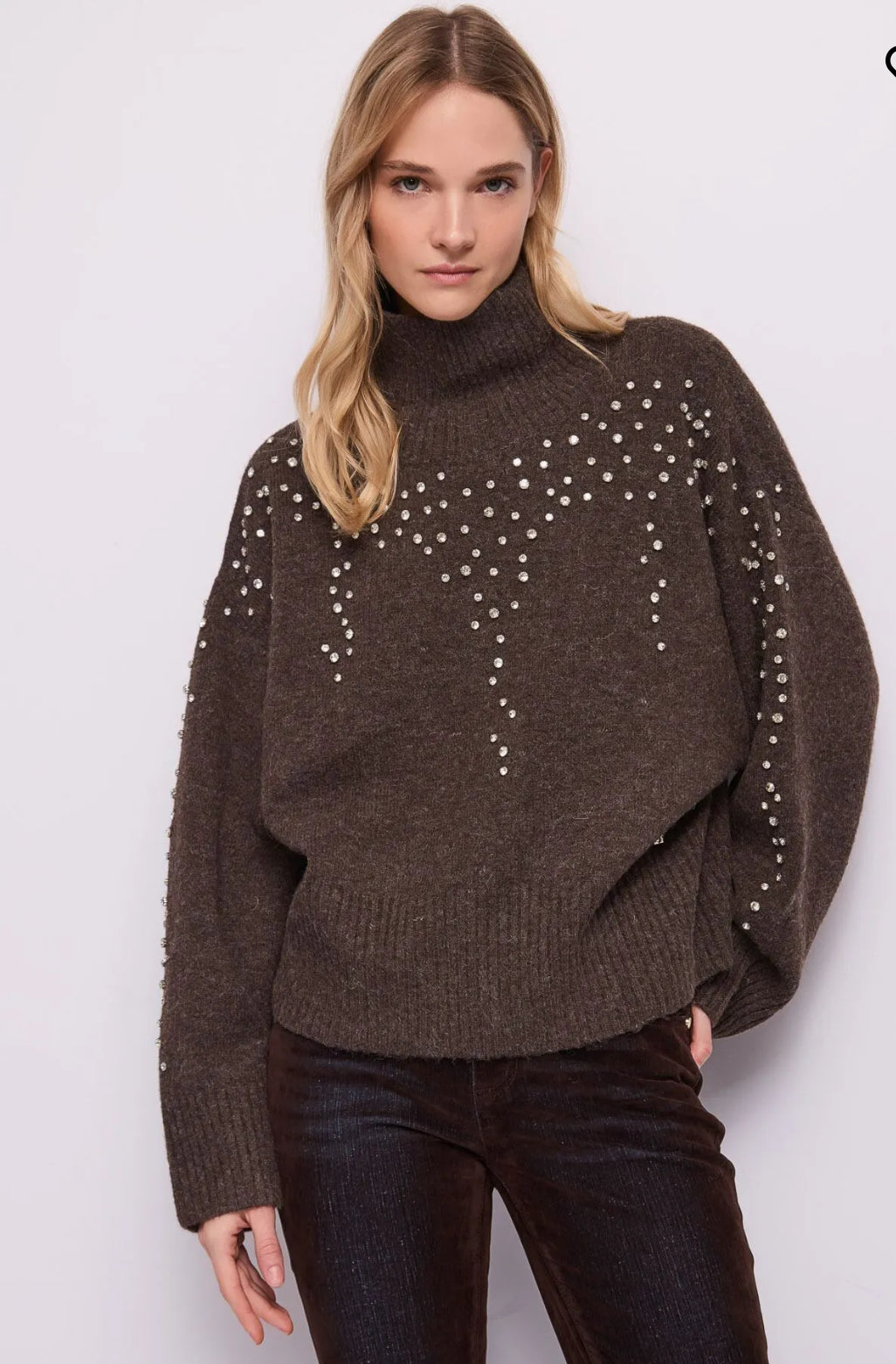 GAUDI Women’s turtleneck with rhinestones