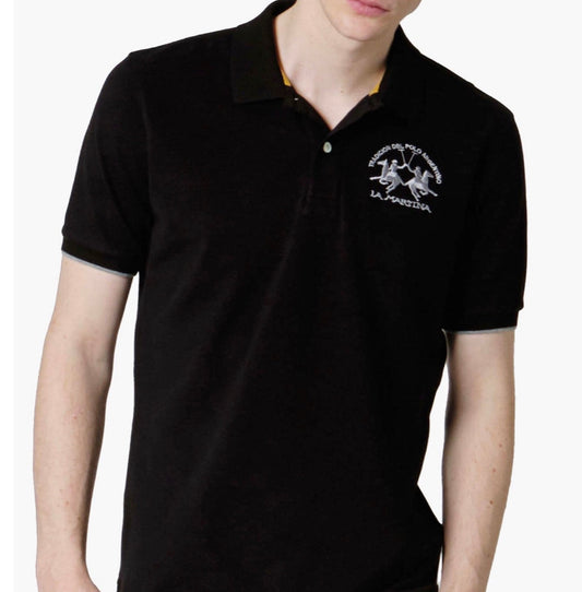 La Martina man BASIC Polo Neck T-Shirt BLACK CCMP01