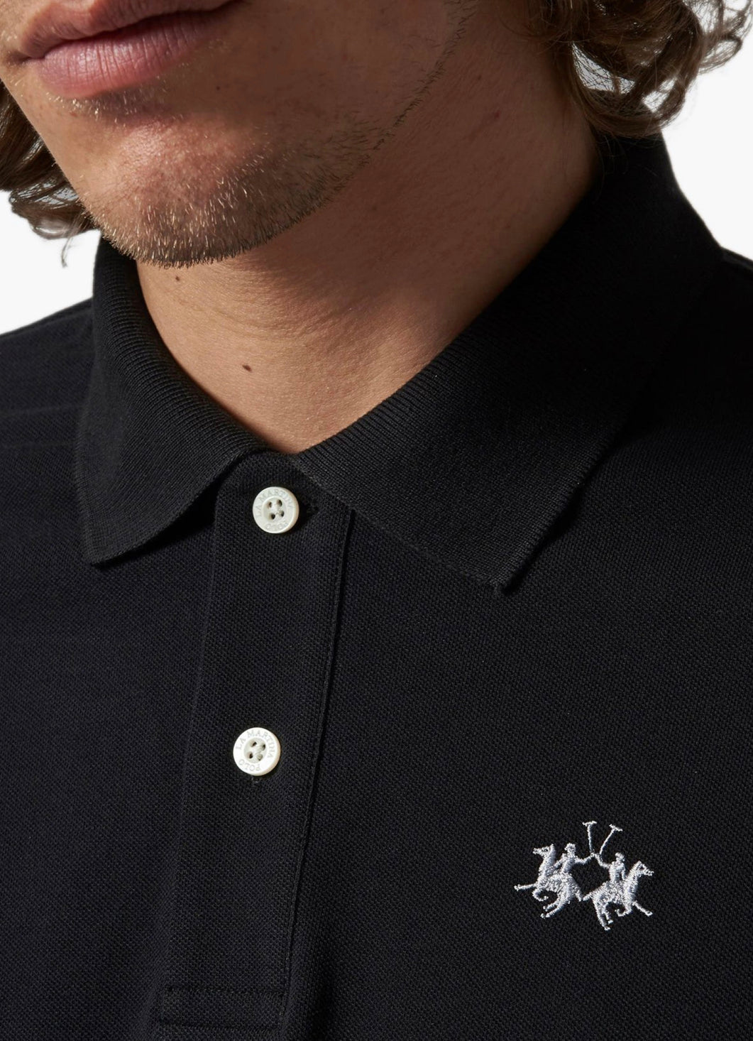 La Martina MAN BASIC SHORT SLEEVE BASIC Polo T-shirt BLACK BPMP01