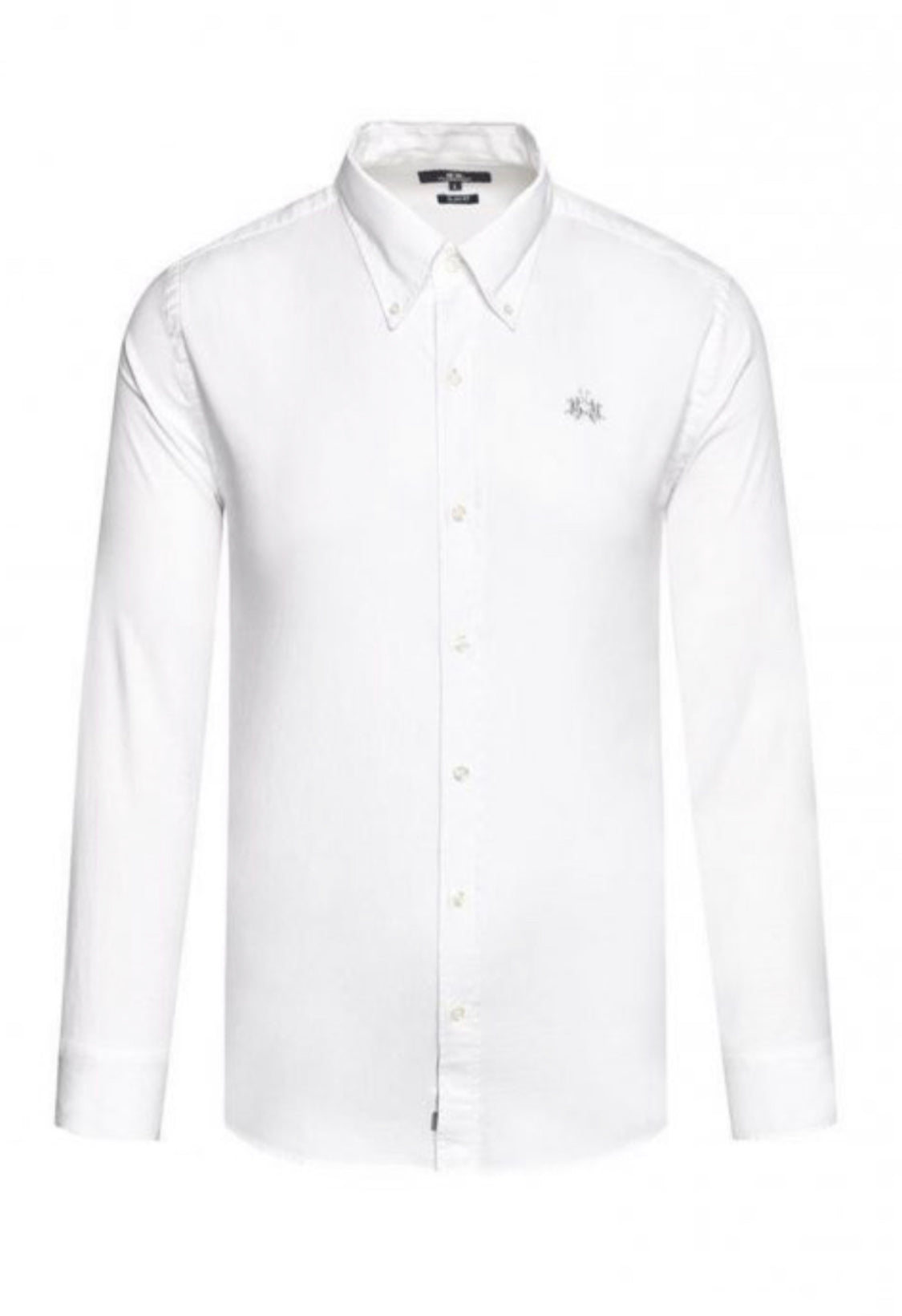 La Martina Man Shirt Oxford Stretch White CCMC03