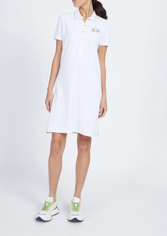 La Martina Women's short-sleeved dress in regular fit stretch cotton - Reimo  VWD004