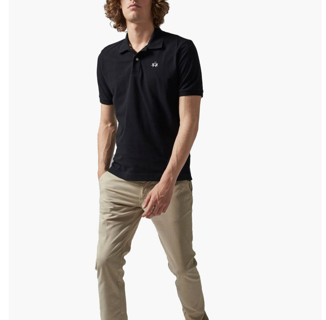 La Martina MAN BASIC SHORT SLEEVE BASIC Polo T-shirt BLACK BPMP01