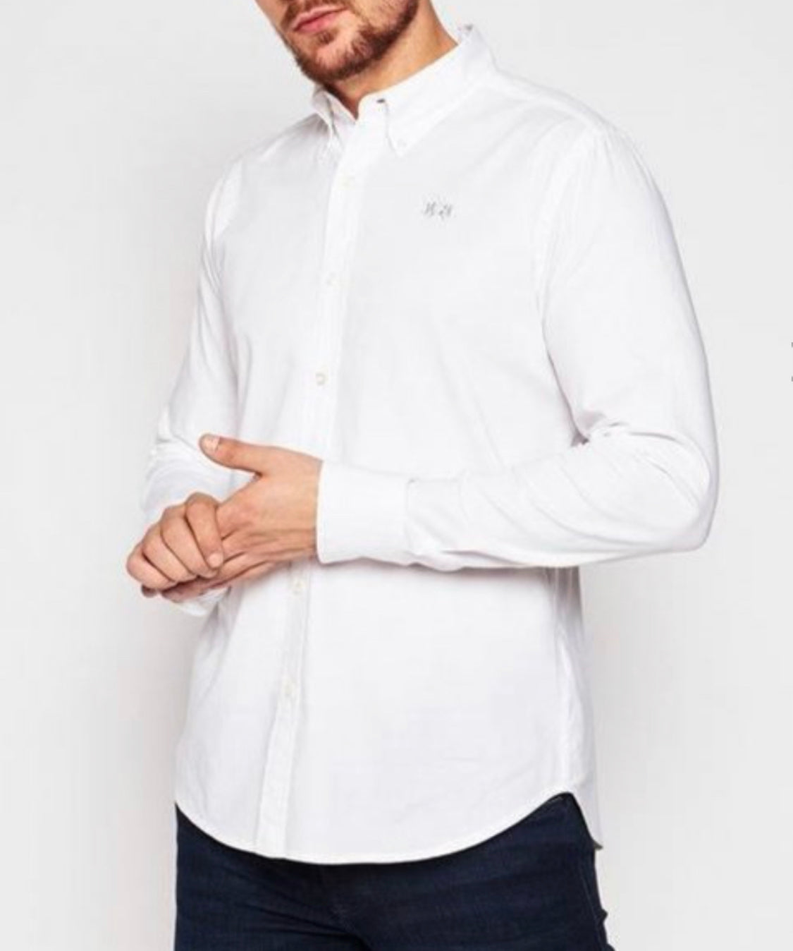 La Martina Man Shirt Oxford Stretch White CCMC03