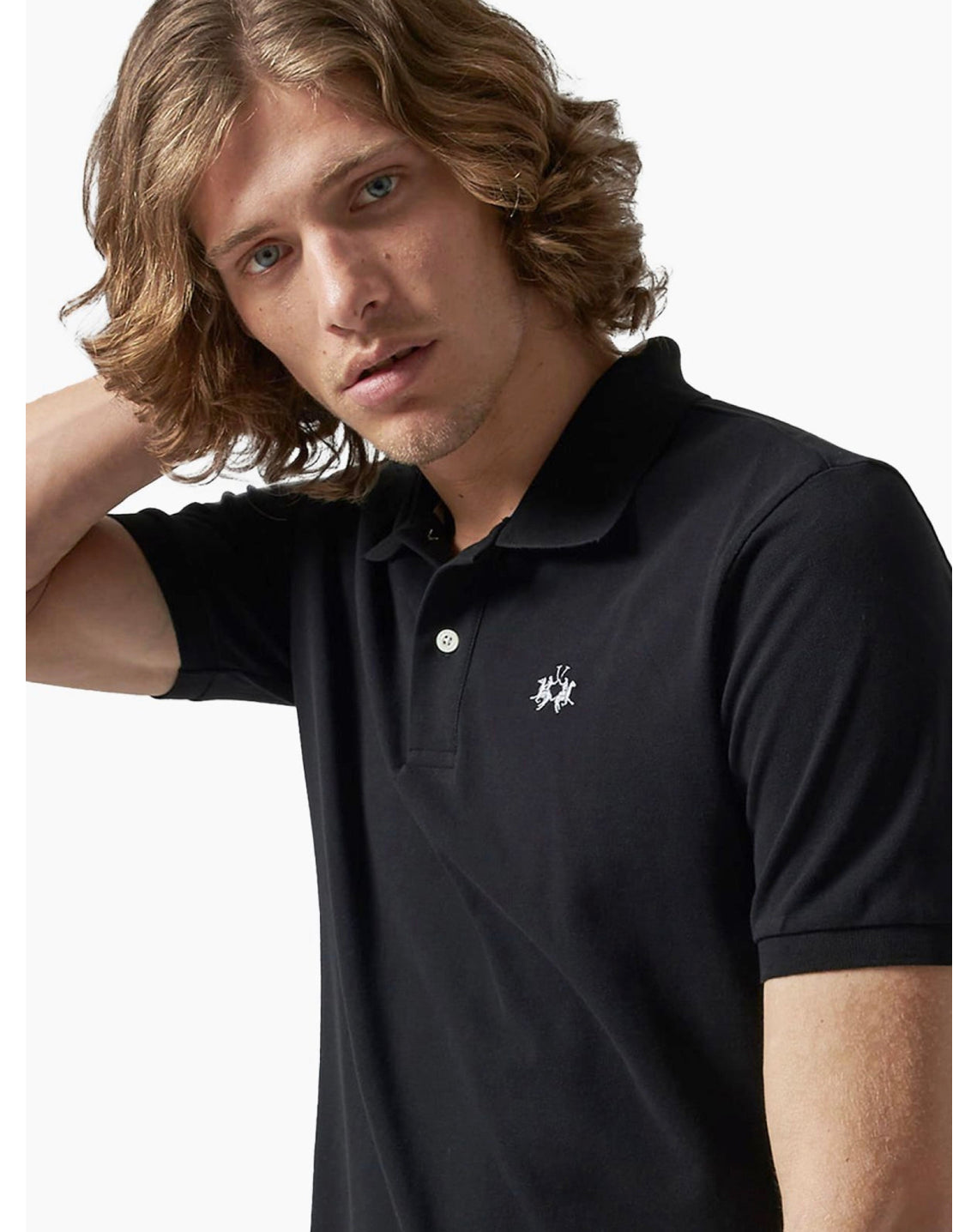 La Martina MAN BASIC SHORT SLEEVE BASIC Polo T-shirt BLACK BPMP01