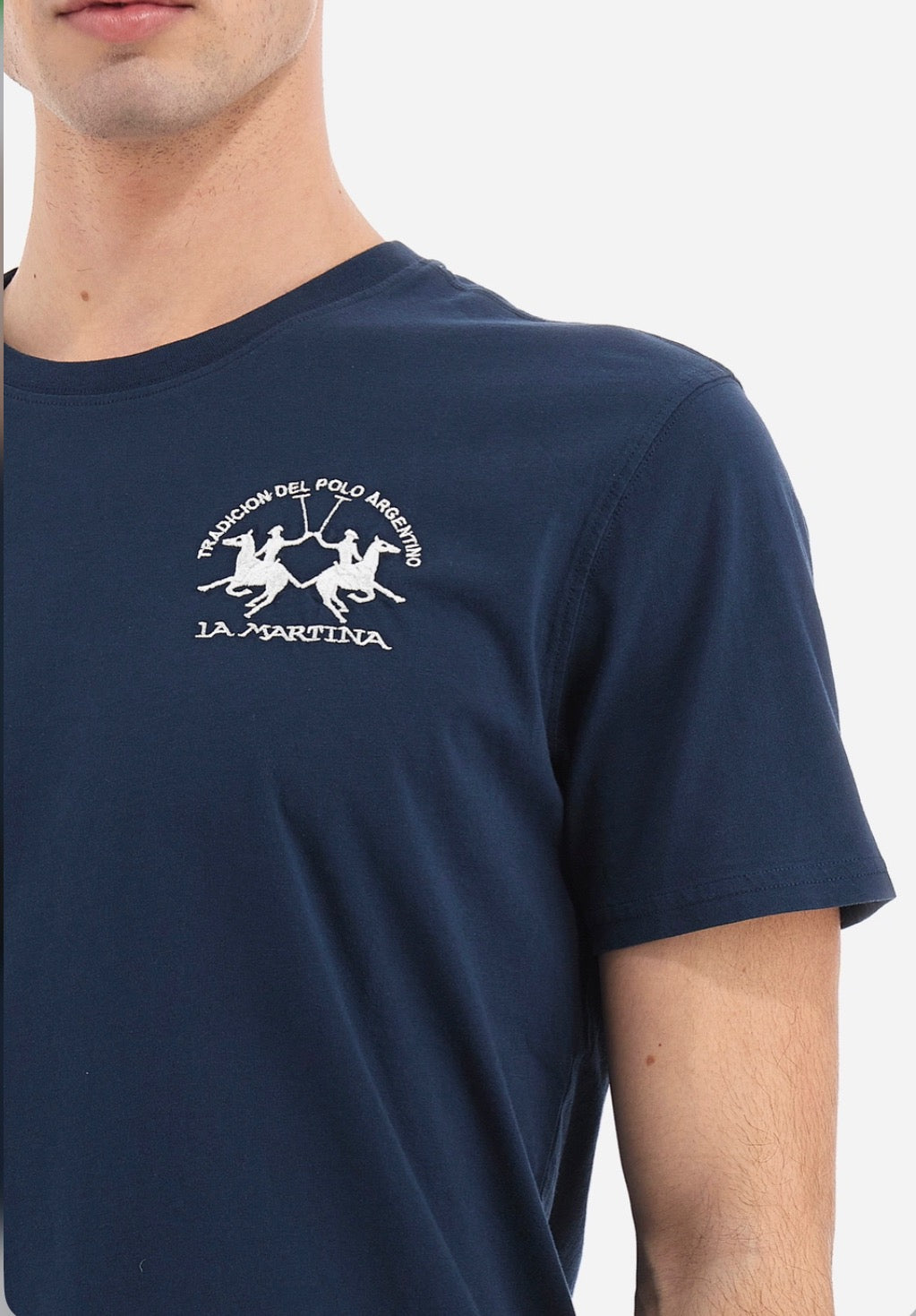 La Martina T-Shirt logo on the side BLUE YMR009
