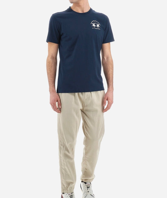 La Martina T-Shirt logo on the side BLUE YMR009