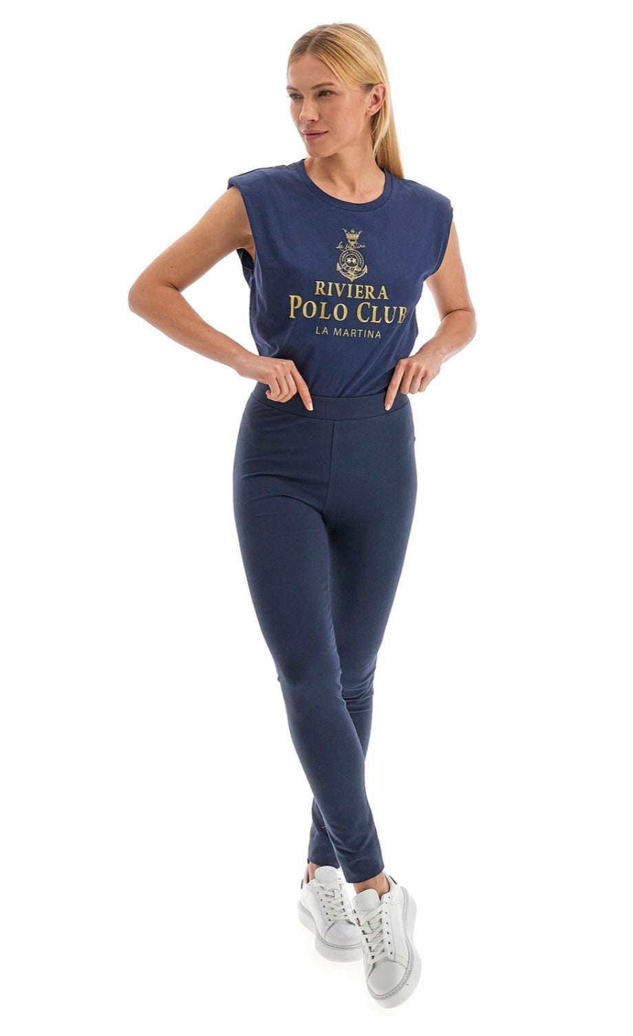 La Martina woman Solid color Polo Academy women's leggings with sequin logo - Vijay VWT001
